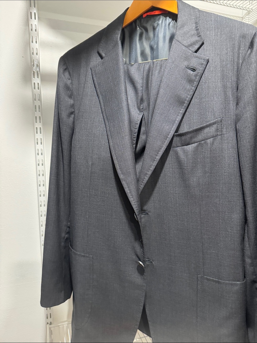 Isaia Charcoal Gray Single-Breasted Wool Blend Blazer